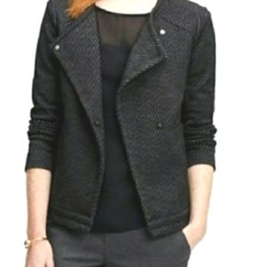 Ann Taylor Black and Gray Textured Asymmetrical Lightweight Jacket Women's Sz M